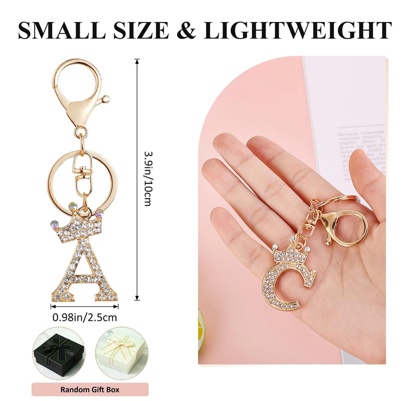 Fmeida Rhinestone Alphabet Keychain Initial Letter Keychains for Women Shining