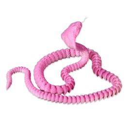 lasuroa 3D Printed Cobra Snake, 3D Printed Animals Flexible Crystal Snake Toys for Adults for Home Office Desk Decor (White)