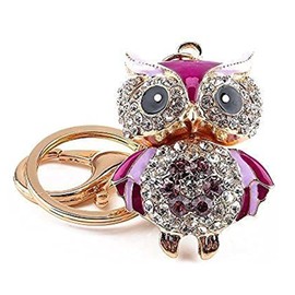Yosoo Owl Cute Fashion Diamond Crystal Rhinestone Gold Charm Pendent Handbag Purse Bag Keyrings Key Ring Keychains