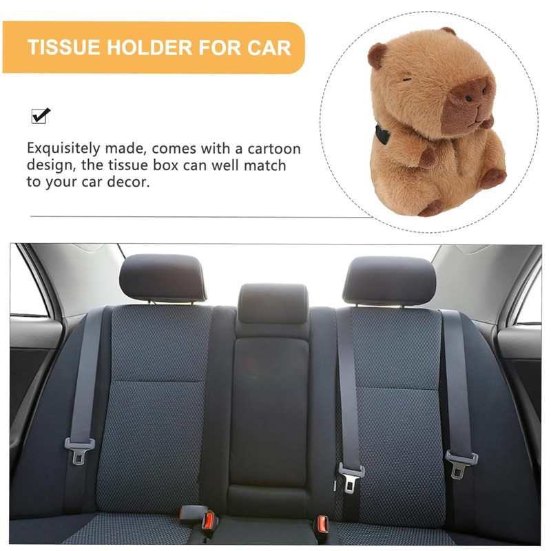 Yharnamite Plush Car Tissue Holder, Capybara Plush Car Tissue Paper