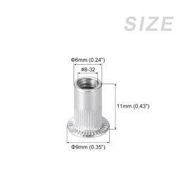 METALLIXITY Rivet Nuts (#8-32) 25Pcs, Aluminum Alloy Knurled Body Insert Nuts - for Furniture Decoration Mechanical Fastener, Silver Tone