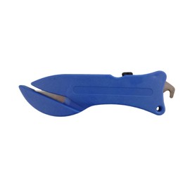 Fish 3000 Enclosed Blade Safety Box Cutter with Manual Retract Hook Blade Blue (1)