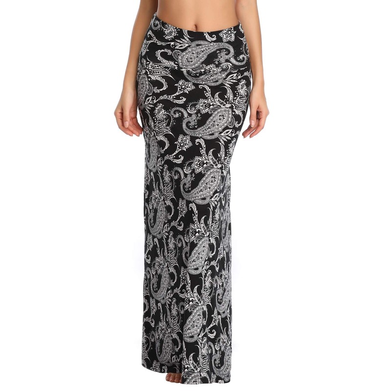 Urban CoCo Women's Stylish Spandex Comfy Fold-Over Flare Long Maxi