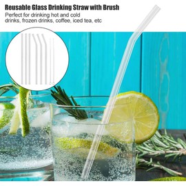 Pajita de vidrio Paja ecológica reutilizable con cepillo de limpieza Reutilizable de Cristal de Beber con Vajilla Conveniente Transparente