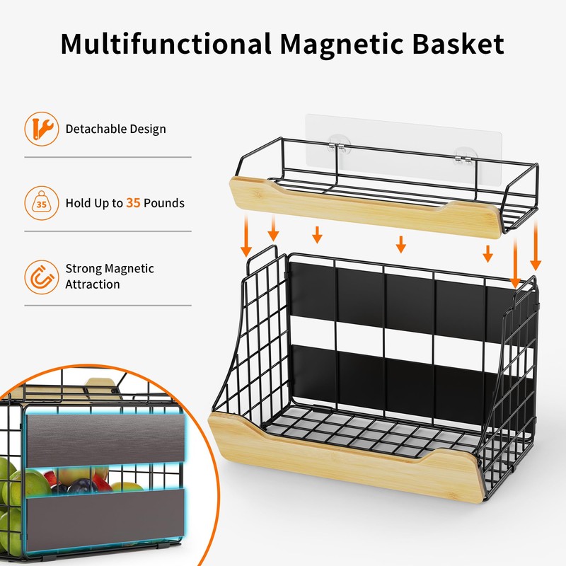 CACHOLIV Magnetic Shelf for Fridge - Fruit, Vegetable Potato and
