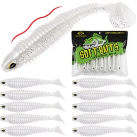 LUCKYFISHING Paddle Tail Swimbaits 10 PCS Fishing Lures Soft Plastic Lures for Trout Crappie Walleye Soft Baits for Bass Fishing Freshwater Saltwater 3.5 Inch