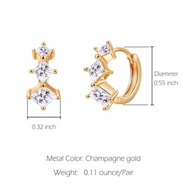 Clufantric 14K Gold Plated Huggie Hoop Earrings for Women with Cubic Zirconia Small Hypoallergenic Lightweight Earrings Gift for Her Girlfriend (Square Zircon)