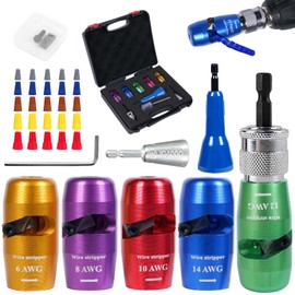 Wire Stripper for AWG, Upgrade Wire Twister Tool for Drill, Universal Electric Wire Stripper 8 in 1 Cable Quick Stripping Tool with 25PCS Wire Connectors Nuts, Improve Work Efficiency