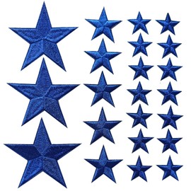 Zlettery 30pcs Blue Star Iron on Patches, 3 Sizes Star Embroidered Patches for Clothing, Jackets, Hats,Backpacks, Jeans