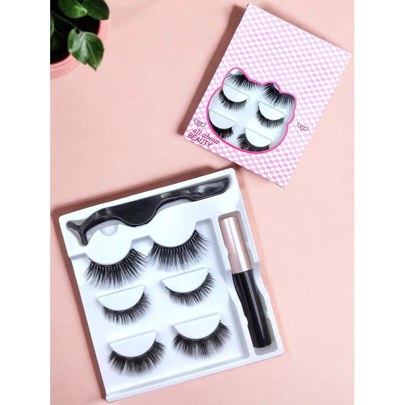 Favorbeauty Kit De Pestañas Postizas Magnéticas, Con Rímel Magnético