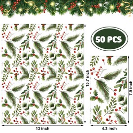 50 PCS Christmas Guest Napkins Berries Pine Paper Napkins 3-Ply Disposable Holly Berries Napkins Xmas Party Greenery Dinner Hand Towels for Winter Holiday Home Kitchen Bathroom Wedding Party Supplies