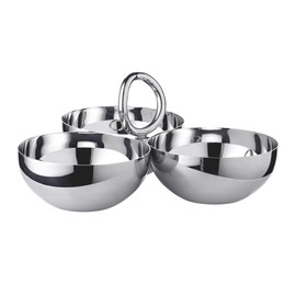 EDZARD Apura Snack Bowl Diameter 22 cm Stainless Steel Highly Polished Triple Bowl