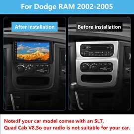 Android 13 Car Radio for Dodge RAM 2002-2005 1500 2500 3500, [2GB+64GB] 9 Inch Touch Screen Car Stereo with Wireless Carplay Android Auto GPS WiFi FM Bluetooth DSP