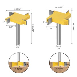 Saipe 1/4" Shank CNC Spoilboard Surfacing Router Bit Carbide Tipped Slab Flattening Router Bit Woodworking Tool, Set of 4