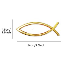 Jesus Fish Decal Sticker Christian Car Decals Christian Fish Emblem Jesus Fish Stickers Plastic Chrome Symbol Fish Emblem for Car Truck Fridge Wall Window Badge (Gold Blank)