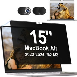 Privacy Screen for MacBook Air 15 Inch 2023-2024 (M2 M3 Chip), Magnetic Removable Anti Glare Blue Light Filter Protector