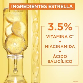 Kit Garnier Express Aclara Rutina anti manchas con Vitamina C: Sérum facial, crema hidratante y gel limpiador, 3 piezas. Hidrata, ilumina y unifica el tono de la piel