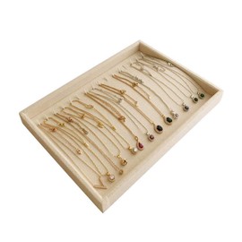 Svea Display Premium Grade Beige Velvet Jewelry Organization Tray Necklace Watch Chain Bracelet Organizer Show Exhibit Home Drawer Divider Closet Insert