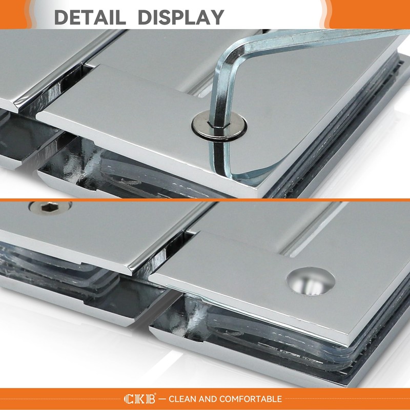 CKB Shower Glass Door Hinge, 180 Degree with Solid Brass,