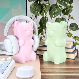 Gummy Bear Headphone Stand Hanger - Cute Headset Holder - Kawaii Desk Accessories - Compatible with Most Headphones (Pastel Pink)