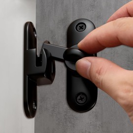 HOME MASTER HARDWARE 90/180 Degree Flip Barn Door Lock, Thickened Solid Gate Latches, Security Sliding Door Latch for Cabinets, Bathroom, Sliding Doors and Windows (Black, 1-Pack)