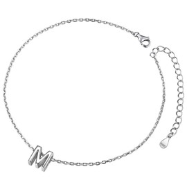 Ankle Chain M Chain Anklet Silver Anklet with Initial Silver Ankle Bracelet