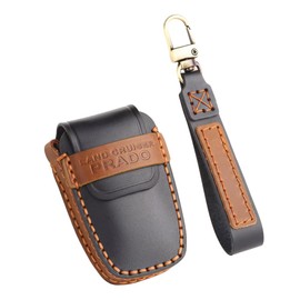 LEXLEY Genuine Leather Key Case Leather Key Cover Key Holder Smart Key Case with LAND CRUISER PRADO Logo Custom Key Case (Black)