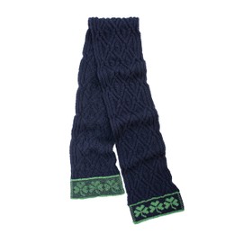 SAOL - Traditional Irish Shamrock - Aran Wool Scarf for Women (Navy)