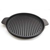 Round Grill Cast Iron Set W/Rubber Wood Underliner, for Steak,