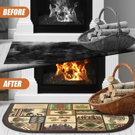 Demissle Fireplace Hearth Rug Fireplace Mats Cabin Southwestern Fireproof Fireplace Rug Fire Resistant Mat for Wood Stove Floor for Kitchen Indoor Outdoor(24 x 59 Inch,Rustic)