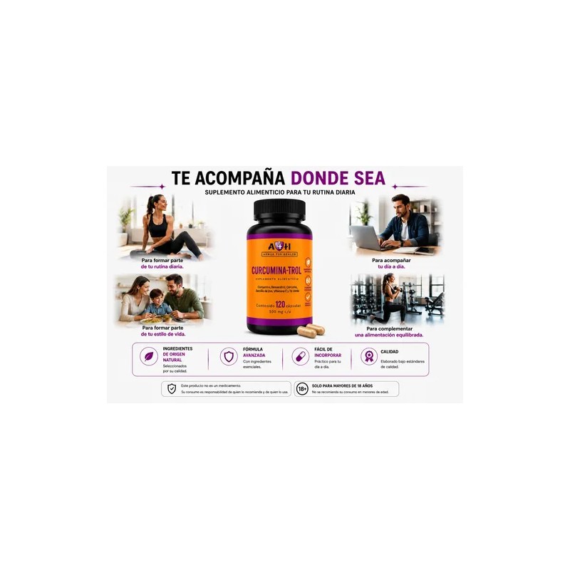 Suplemento A4h Resveratrol Curcumina Antioxidante 120 Caps