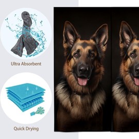 Turamurra Hand Towels Set of 2 German Shepherd Dog Themed Towels for Bathroom Decorative, Bath Towels, Soft Absorbent Towels for Farmhouse Home Decor Gifts for Women 14 x 28 in