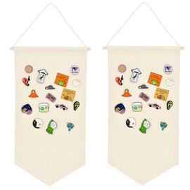 Junbyuhu 2PCS Pin Wall Display Banners Blank Wall Canvas Banner Badge Collection Board Pin Banners Decorative DIY Plaque for Display Buttons and Label Collections（Primary Color）