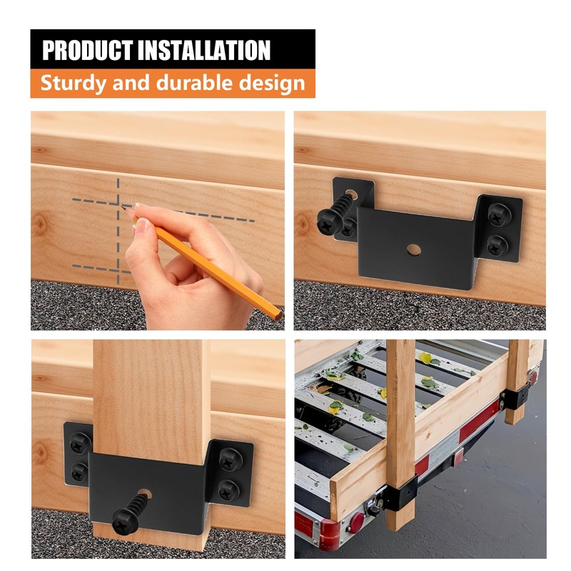 SALUINOKI 8 Pack Steel Trailer Stake Pockets for 2x4 Wood,