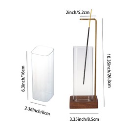 IMEEA Incense Holder for Sticks Wooden Incense Burner with Glass Ash Catcher & Brass Incense Stick Holder for Home Decor Yoga Spa Meditation