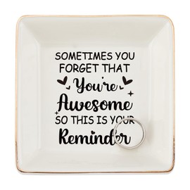 SUPERDANT You're Awesome Jewellery Tray Square-shaped Jewellery Dish Inspirational Quotes Trinket Tray Decorative Ring Holder for Birthday New Year Mother's Day Gifts Bedroom Decor