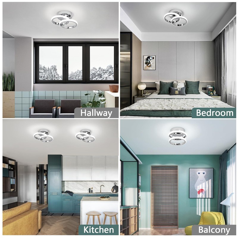 EIDISUNY LED Ceiling Light Modern Ceiling Lamp Silver Round Simple