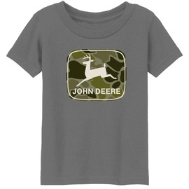 John Deere Kids Boys Camo Logo Short Sleeve Tshirt - Charcoal Gray (US, Alpha, Large, Regular, Charcoal Gray)
