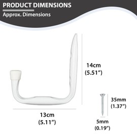 Navoys Pack of 2 White Jumbo Hooks - Screws Included, Heavy Duty 14 x 13cm Storage Hooks, Can Be Used in Sheds, Garages, Homes and Gardens, Garage Hooks for Ladders, Hose Pipes, Garden Tools, Bikes