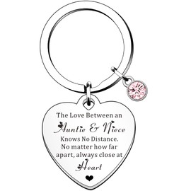 HULALA Auntie Aunt Aunty Niece Gifts For Birthday Christmas Pink Crystal Heart Keyring The Love Between An Auntie & Niece Knows No Distance