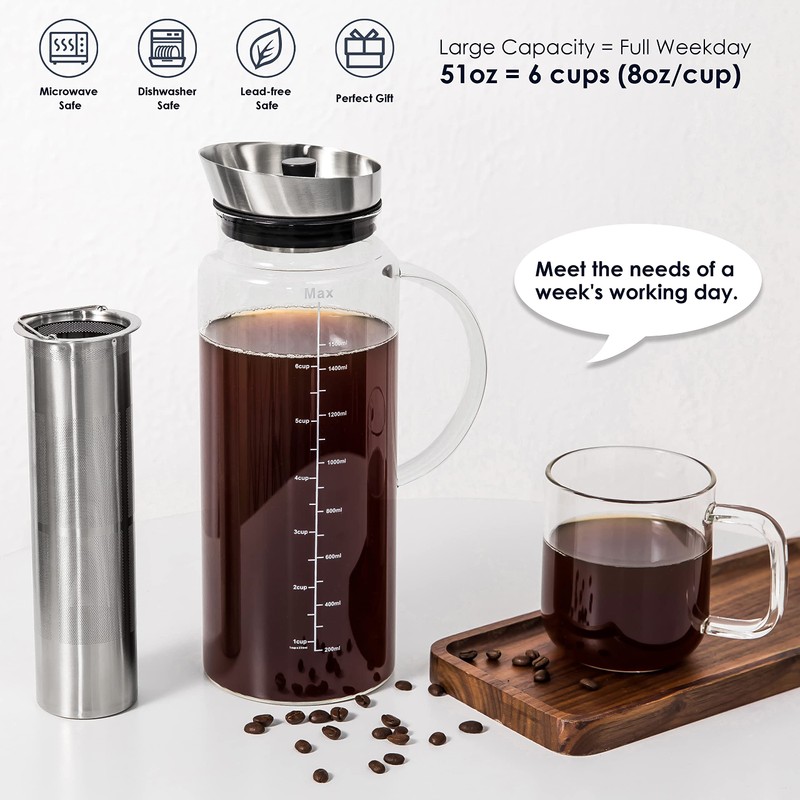 Aquach Cold Brew Coffee Iced Tea Maker & Fruit Pitcher
