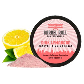 Barrel Roll Bar Essentials Cocktail Rimmers - Bartender Accessories, Finishing Sugar Garnish for Drinks, Glass Rimming Sugars - Natural Ingredients - Pink Lemonade Sugar Rimmer - 8 oz, 452 Servings