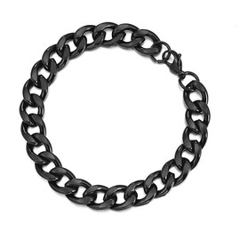 Cadoline Stainless Steel Bracelet 3-13mm & 7-10 Inch Black Gold/Silver Cuban Curb Link Chain for Men, Stainless Steel, No gemstone