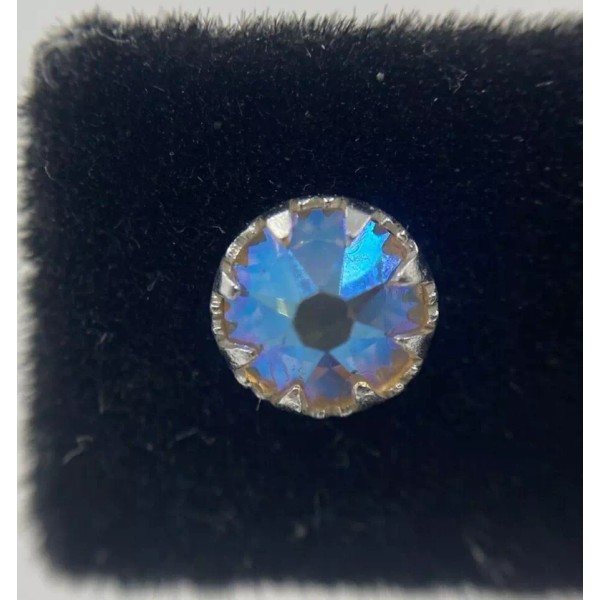 Unbranded Sterling Silver Aurora Borealis Crystal Round Stud Earrings Womens