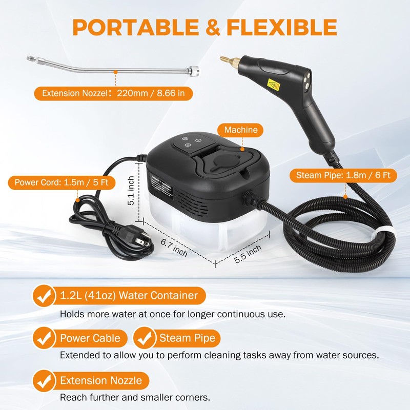 BEAMNOVA Steam Cleaner for Car Detailing 1.2L (41oz) Water Tank