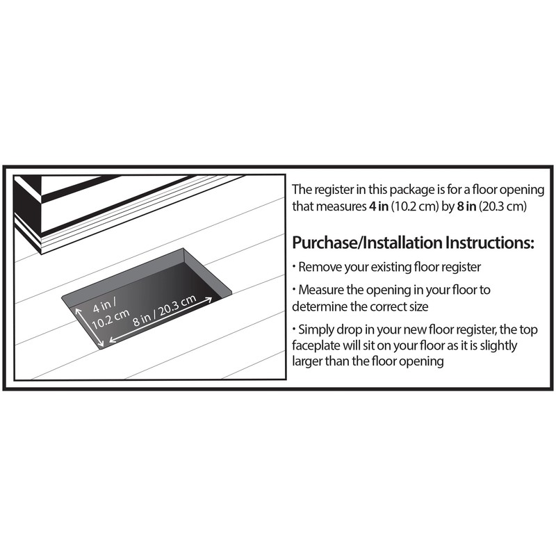 Decor Grates PL408-BLK 4-Inch by 8-Inch Plastic Floor Register, Black