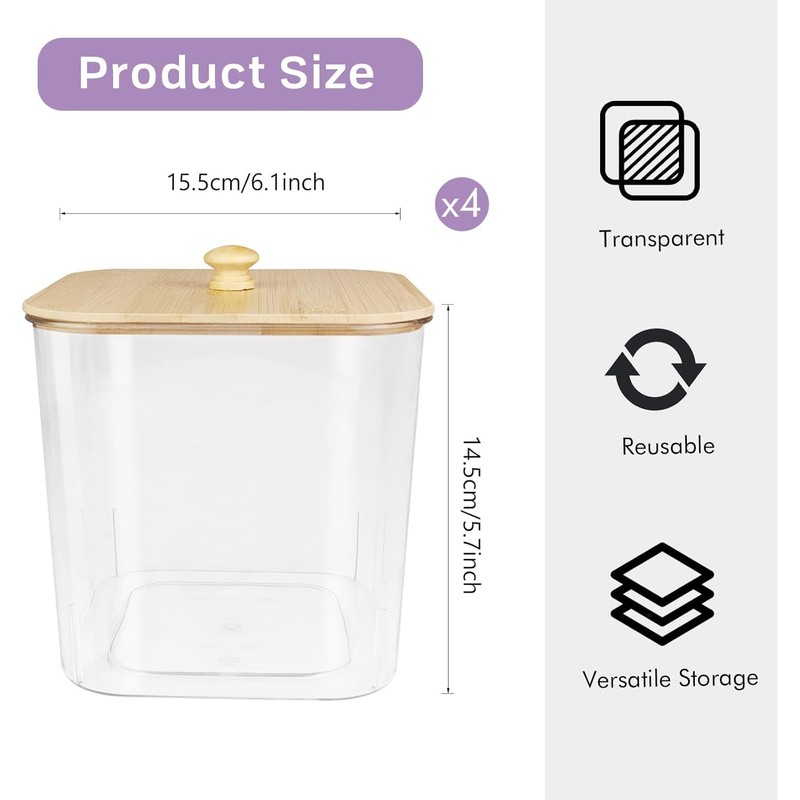 4 Pack Laundry Pods Container,Clear Laundry Room Organization Containers,Large Laundry