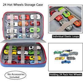 KISLANE 24 Toy Cars Storage Case - Compatible with 24 Matchbox Cars - Blue