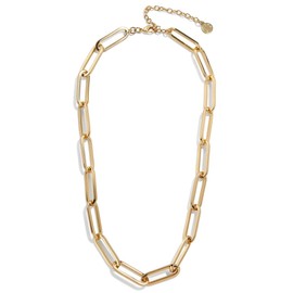 Rectangle Link Necklace,Women Oval Link Chain Necklace Choker Flat Paperclip Necklace Jewelry for Girls,Gold/Cable Necklace