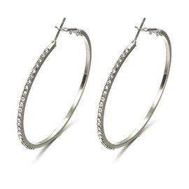 Wendalern Large Golden Hoop Earrings CZ Diamond Hoop Earrings Paved Rhinestone Huggie Hoop Earrings Large Thin Hoop Earrings Simple Hypoallergenic Hoop Earrings Jewellery for Women and Girls, Zinc, No